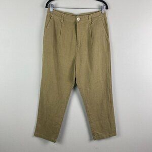 Alex Mill Linen Crop Pants Womens 8 Tan Pleated Pockets High Waist